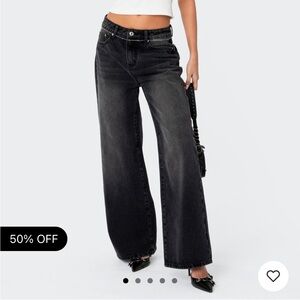 Edikted Braya Washed Low Rise Baggy Jeans